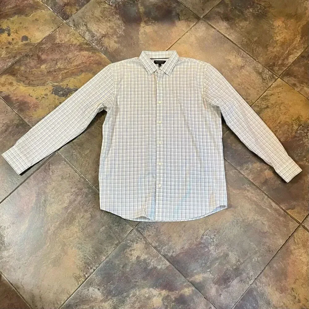 Banana Republic No-Iron Standard Fit Plaid Button Up Long Sleeve Shirt Large
